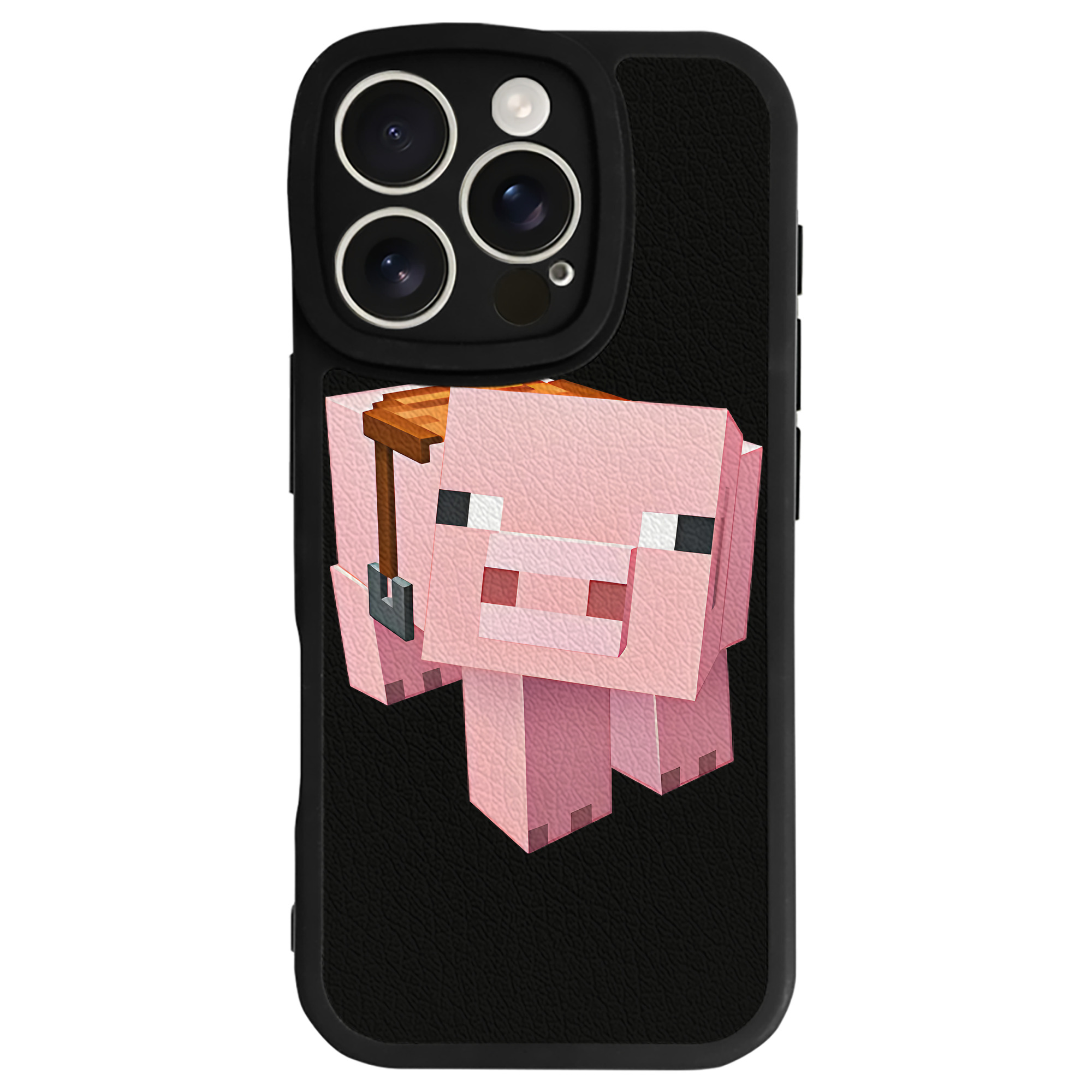 （画像用） マインクラフト ブロックの世界 Minecraft MC Block world 【iPhone 16シリーズ対応】シリコンスマホケース（レザー調） 材質：シリコン
